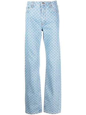 Daily Paper Munir monogram-print straight-leg jeans - Blue