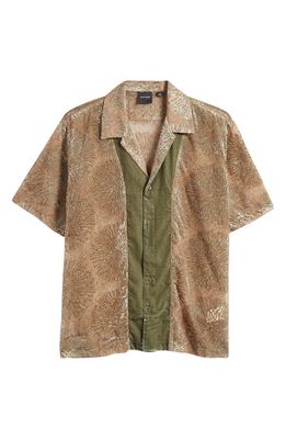 DAILY PAPER Pascal Oversize Short Sleeve Button-Up Shirt in Mycellium Green Aop