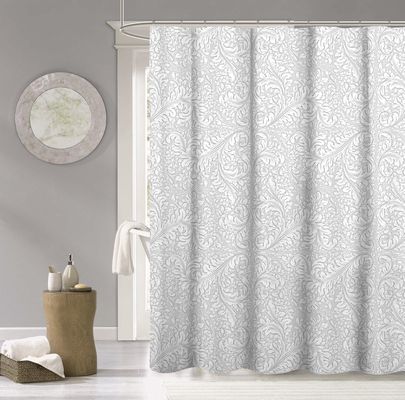 Dainty Home Baroque Printed 100% Cotton Shower Curtain in Silver 70" x 72"