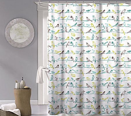 Dainty Home Birds Cotton Fabric Shower Curtain