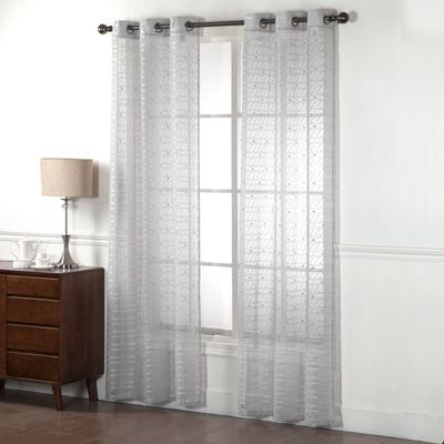 Dainty Home Cassandra Sheer Panel Pair in Silver 76" X