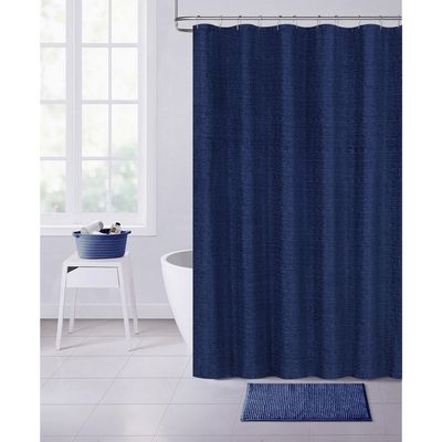 Dainty Home Chenille Shower Curtain in Navy 70" x 72"