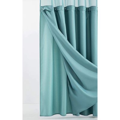 Dainty Home Complete Shower Curtain with Detachable Liner in Aqua 70" x 72"