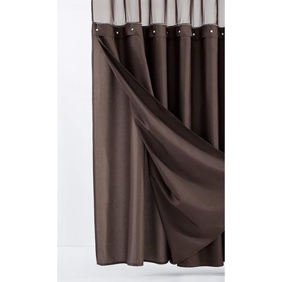 Dainty Home Complete Shower Curtain with Detachable Liner in Brown 70" x 72"