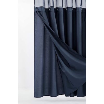 Dainty Home Complete Shower Curtain with Detachable Liner in Navy 70" x 72"
