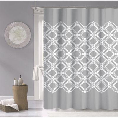 Dainty Home Diamonte Printed 100% Cotton Shower Curtain in Grey 70" x 72"