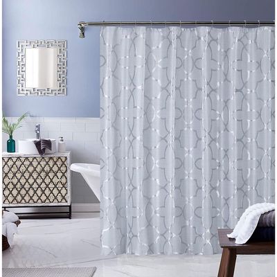 Dainty Home Geometric Shower Curtain in Silver 70" x 72"