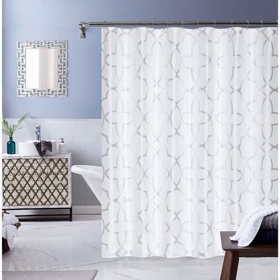 Dainty Home Geometric Shower Curtain in White 70" x 72"