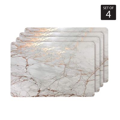 Dainty Home Marble Cork 12" x 18" Rectangular Set of 6 Placemats in Gold - 6 Pieces 12" x 18" - in Rose Gold 6Pc 12" x