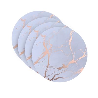 Dainty Home Marble Cork Foil Printed Coaster Set Of 4 in Black 4" x