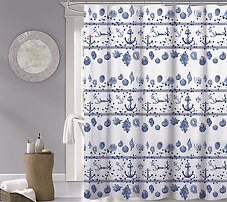 Dainty Home Marine Cotton Fabric Shower Curtain