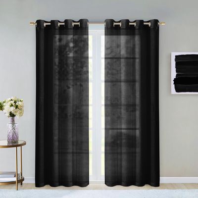 Dainty Home Sheer Window Panel Pair in Black 108" x