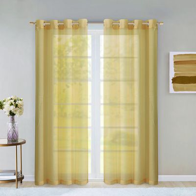 Dainty Home Sheer Window Panel Pair in Gold 108" x