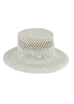 Daisy-Embellished Raffia Hat