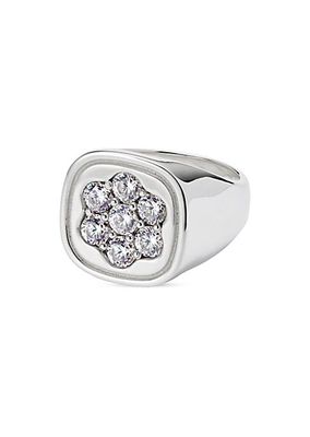 Daisy Sterling Silver & Cubic Zirconia Signet Ring