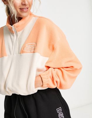 Daisy Street Active distorted geo quarter zip long sleeve cropped sweatshirt in orange