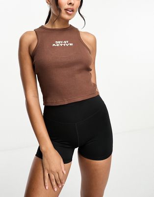 Daisy Street Active Landscape cropped waist tie top in neutral