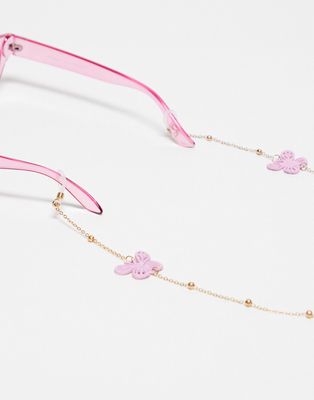 Daisy Street butterfly shape charm sunglasses chain in gold-Multi