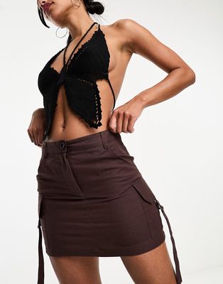 Daisy Street cargo mini skirt in brown