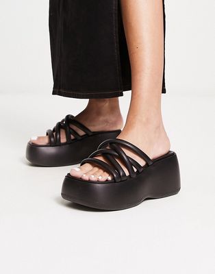 Daisy Street chunky sole strappy sandals in black