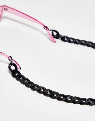 Daisy Street chunky sunglasses chain in black
