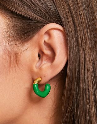 Daisy Street dipped hoop earrings in gold and green-Multi