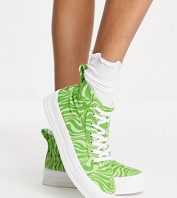 Daisy Street Exclusive high top sneakers in green swirl print