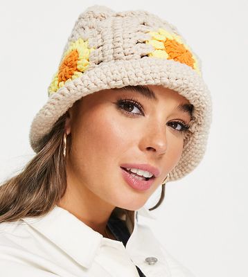 Daisy Street Exclusive summer hat in crochet sunflower-Neutral