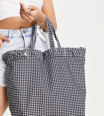 Daisy Street Exclusive tote bag in black and white gingham-Multi
