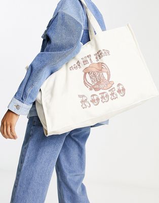 Daisy Street not my first rodeo tote bag-Neutral