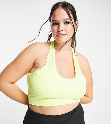 Daisy Street Plus Active light support rib halter sports bra in lemon-Yellow