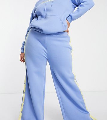 Daisy Street Plus Active side-snap wide leg sweatpants in blue