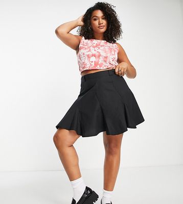 Daisy Street Plus fitted mini flippy skirt in black