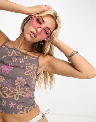 Daisy Street rectangle sunglasses in pink