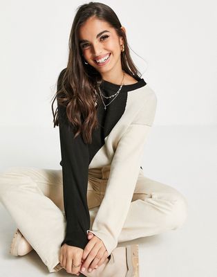 Daisy Street relaxed knitted yin and yang sweater-Multi