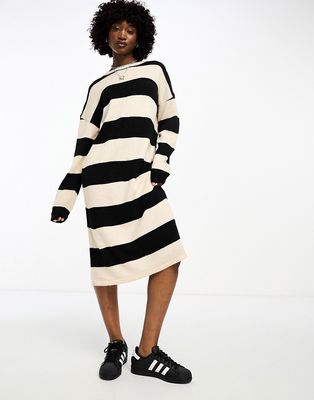 Daisy Street slouchy midi dress in fluffy stripe knit-Multi