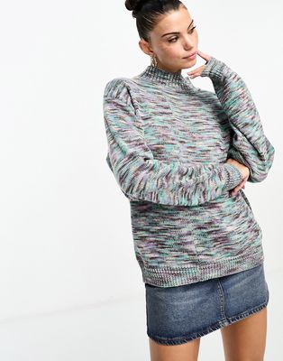 Daisy Street turtle neck slouchy sweater in blue space knit