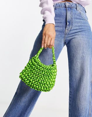 Daisy Street woven mini bag in bright green