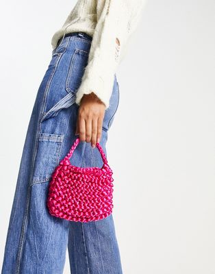 Daisy Street woven mini bag in hot pink