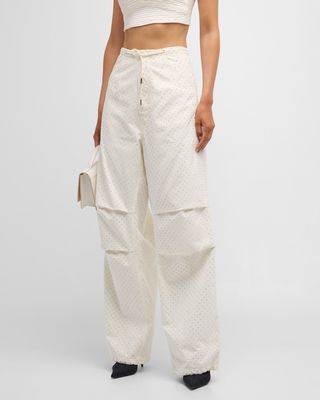 Daisy Wide Straight Embellished Drawstring Pants