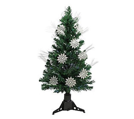 DAK Pre-Lit Fiber Optic Christmas Tree with Sno wflakes