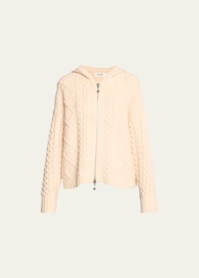 Dakota Cable-Knit Hooded Zip Sweater