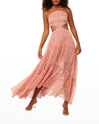 Dalia Cutout-Back Belted Maxi Dress