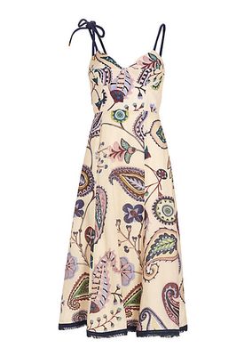 Dalil Linen Paisley Midi-Dress