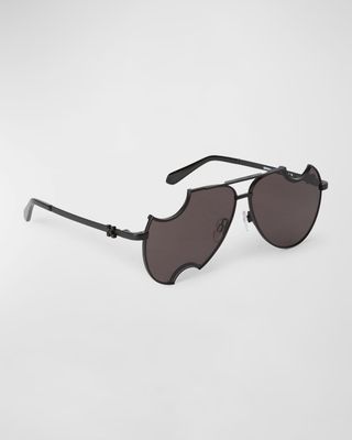 Dallas Mixed-Media Aviator Sunglasses