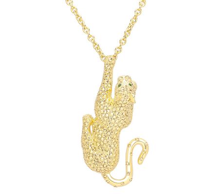 Dallas Prince 14K Clad Gemstone Panther Brooch & Necklace