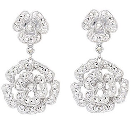 Dallas Prince Chrome Marcasite Secret Garden Ro e Earrings