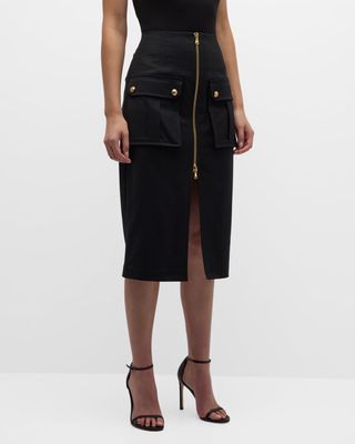 Dallas Zip-Front Pencil Skirt