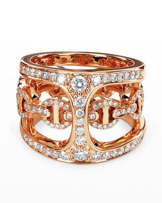 Dame Phantom Ring with Diamonds and 18k Rose Gold, Size 8