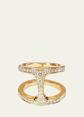 Dame Phantom Ring with Diamonds and 18k Yellow Gold, Size 6-8